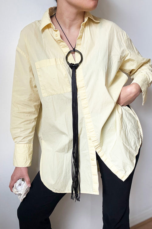 El Jaleo glass necklace worn as necklace on model, handcrafted in London by Beryeni